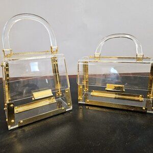 Vintage Lucite handbags with Gold Trim